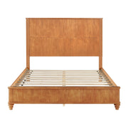Reeded Wood Platform Bed Frame