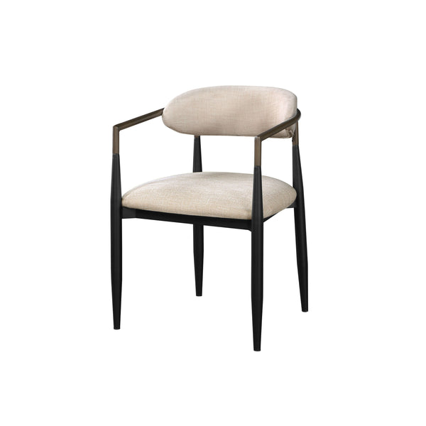 Open-Back Upholstered Dining Armchair Set styled in an outdoor dining setting