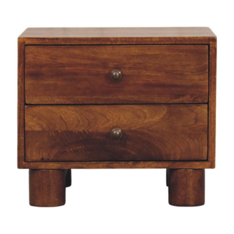 Chestnut Mango Wood Two-Drawer Nightstand