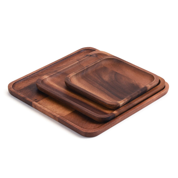 Acacia Wood Serving Plate Set