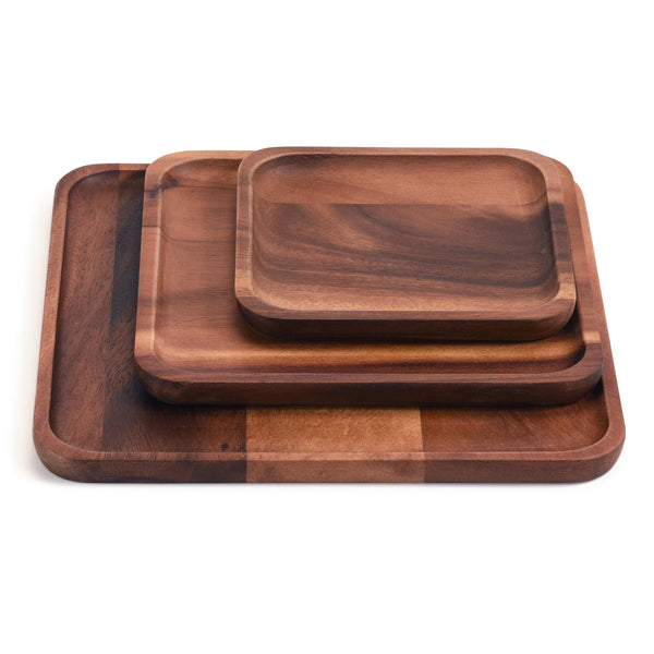Acacia Wood Serving Plate Set