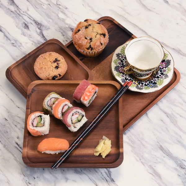 Acacia Wood Serving Plate Set
