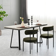 Boucle Crescent-Back Dining Chairs Set — scale reference and proportion detail