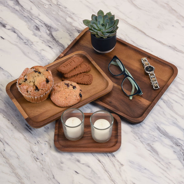 Acacia Wood Serving Plate Set