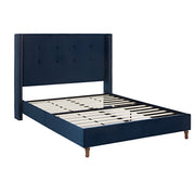 Tufted Velvet Wingback Queen Bed — alternate angle showing full form