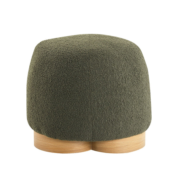 Sage green ottoman, round with curved top