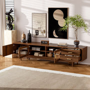 Walnut Fluted Glass Door TV Stand