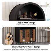 Arched Black Wood Bar Cabinet