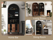 Arched Black Wood Bar Cabinet