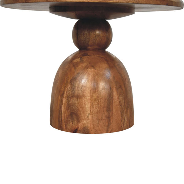 Sculpted Mango Wood Pedestal Coffee Table