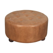 Tufted Buffalo Hide Round Ottoman