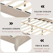 Reeded Wood Platform Bed Frame