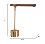 Brass & Brown LED Pivot Table Lamp
