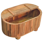 Fluted Mango Wood Oval Storage Coffee Table