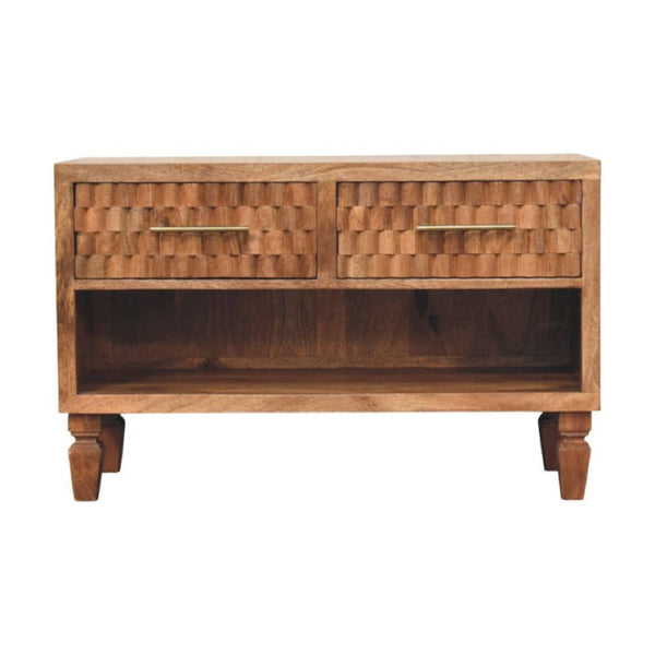 Carved Mango Wood Shoe Storage Unit