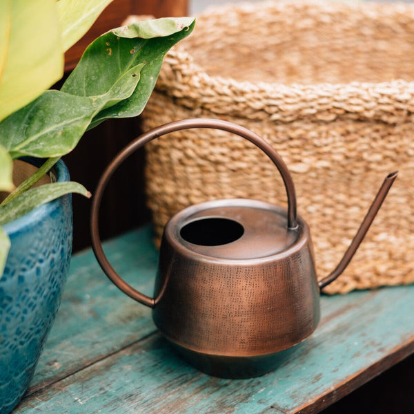 Hammered Copper-Finish Iron Watering Can