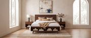 Walnut Platform Queen Bed Frame with Footboard Storage