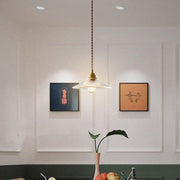 Ribbed Glass Brass Pendant Light