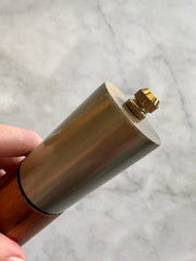 Acacia Wood Salt Pepper Grinder Set — back and side profile detail