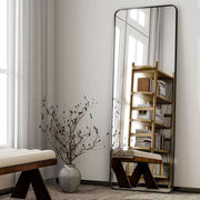 Full-Length Black Aluminum Floor Mirror