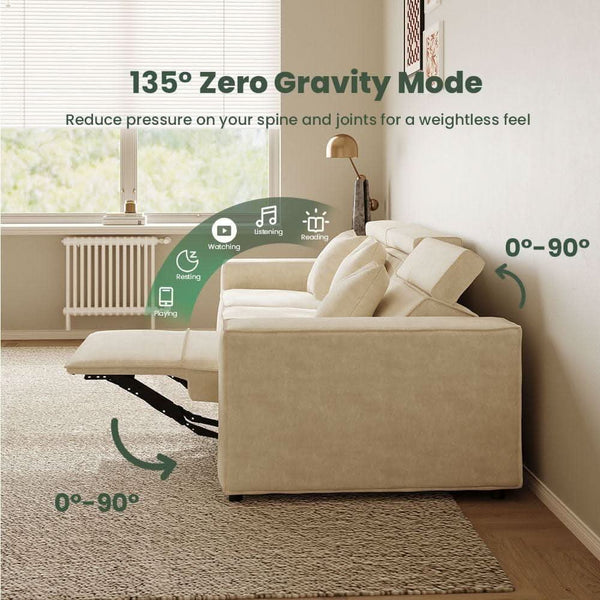 Velvet-Finish Modular Reclining Sectional Sofa