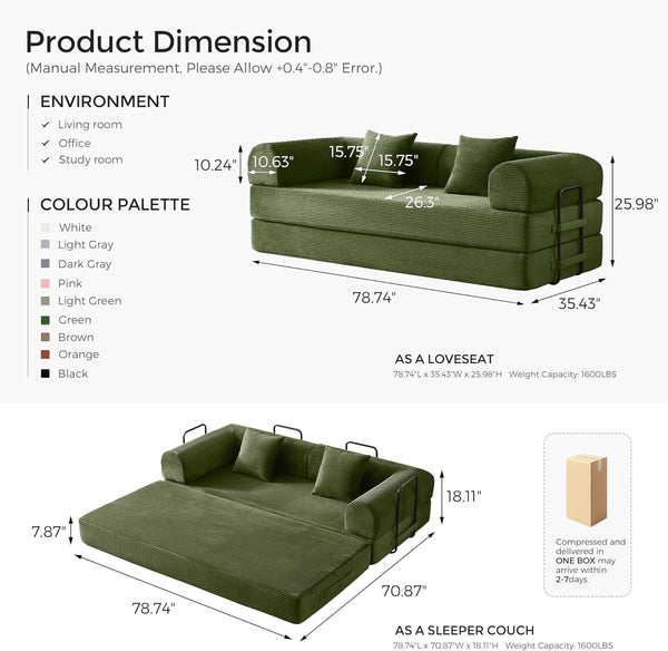 Corduroy Convertible Sofa Bed