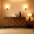 Hexagonal Relief Wood Sideboard Buffet