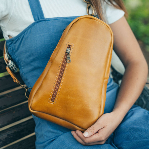 Vegetable-Tanned Leather Sling Backpack