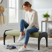 Linen-Texture Upholstered Arch-Leg Bench – ottoman (view 7) | Roost & Roam