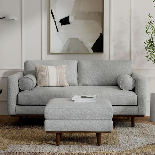 Mid-Century Upholstered Sofa and Ottoman Set