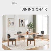 Bouclé Upholstered Wood Dining Chairs Set of 2