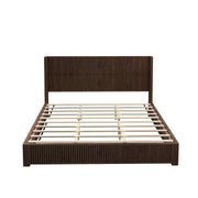 Walnut Finish Rubberwood Platform Bed Frame, King