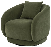 Olive Chenille Barrel Swivel Accent Chair