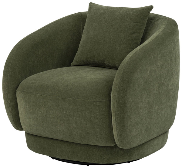 Olive Chenille Barrel Swivel Accent Chair