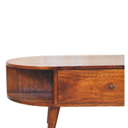 Oval Wood Coffee Table with Storage