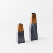 Tapered Marble Acacia Candleholder