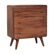 Curved Mango Wood Three-Drawer Dresser