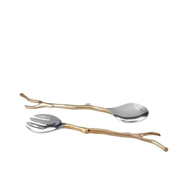 Branch-Handle Metal Salad Server Set