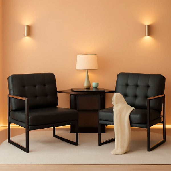 Tufted Faux Leather Accent Chair