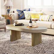 Oval Fluted Natural Wood Coffee Table