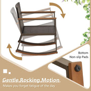 Three Piece Rocking Bistro Set With Cushions And Coffee Table For Outdoor Rattan Patio Off White