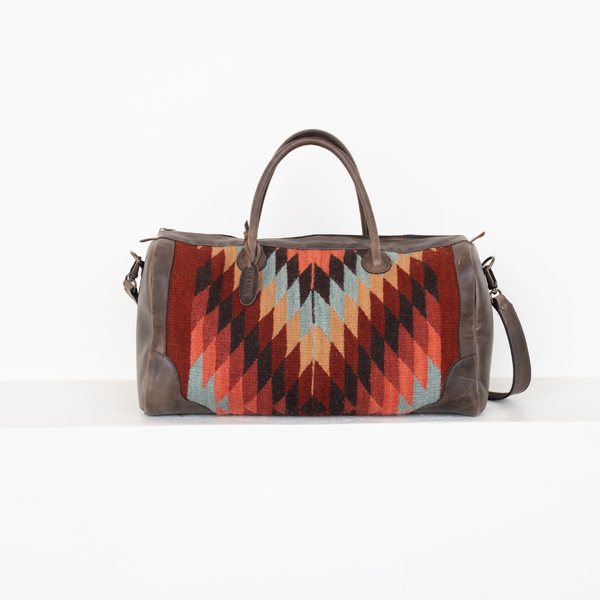 Zapotec-Woven Leather Weekender Bag