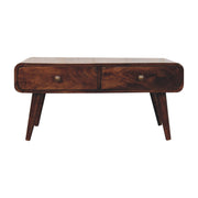 Curved Mango Wood Two-Drawer Coffee Table