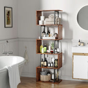 S-Curve Wood-Grain Six-Tier Bookshelf – book case (view 8) | Roost & Roam