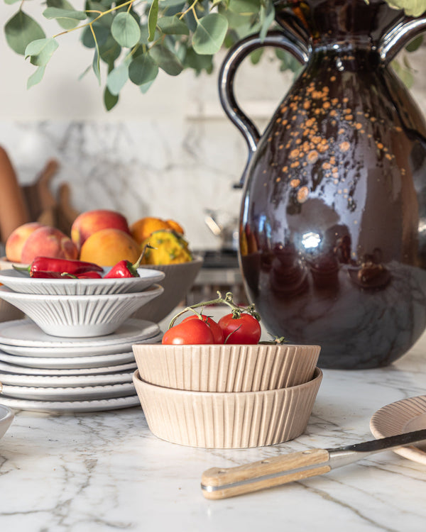 Ridged Stoneware Pasta Bowl Set – bowls (view 2) | Roost & Roam