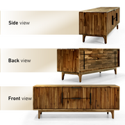 Reeded Wood Storage Bench
