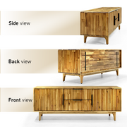 Reeded Wood Storage Bench
