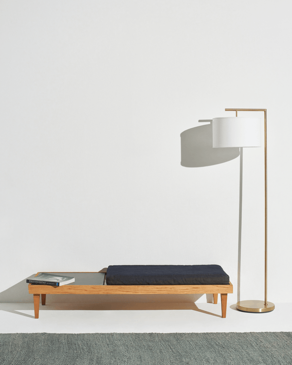 Metal Arm Drum Shade Floor Lamp