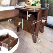 Chevron-Front Acacia Wood Nightstand