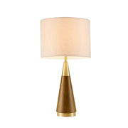 Cone Base Brass and Wood Table Lamp